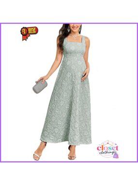 Maternity Maxi Dress Sleeveless A-Line Floral Textured Tie Back Baby Shower